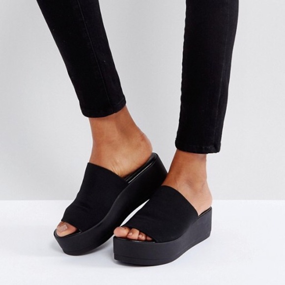 Steve Madden Shoes - NEW! Steve Madden platform mules slides black Asos
